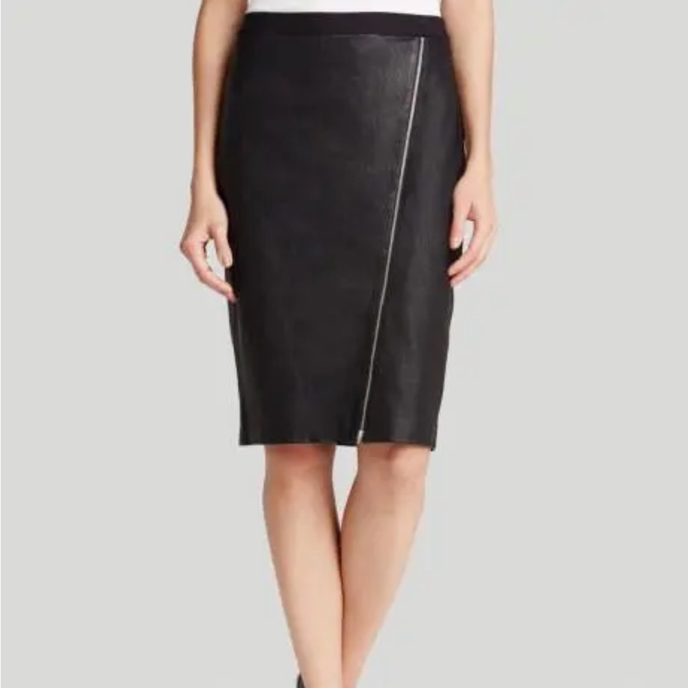 Theory “Gracey” Black Leather Skirt Pencil Skirt